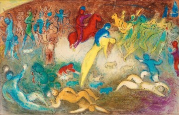 nus dans l’eau contemporain Marc Chagall Peinture à l'huile